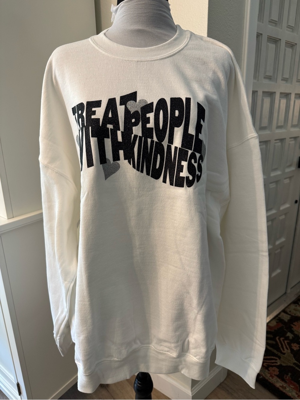 White 'Treat People With Kindness' Graphic Crewneck Sweater Harry Styles XXL